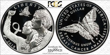 2018-P $1 Breast Cancer Awareness PR69DCAM