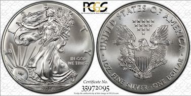 2016 $1 Silver Eagle  30th Anniversary MS69