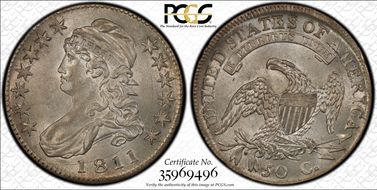 1811 50C Large 8 AU58