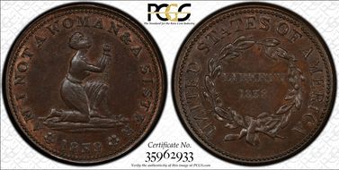 1838 Token HT-81, Am I Not a Woman MS63BN