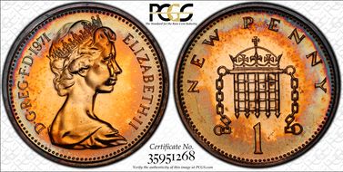 1971 1p S-B1 New Penny PR67+ RD