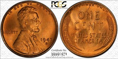 1947-S 1C MS67RD