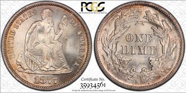 1877-S 10C MS66+