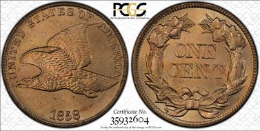 1858 1C Large Letters MS66+