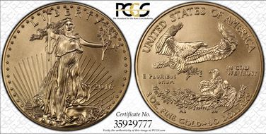 2016-W $50 Burnished Gold Eagle 30th Anniversary SP69