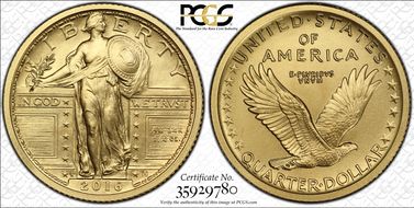 2016-W 25C 100th Anniversary Gold SP70