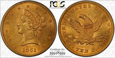 1861 $10 MS61