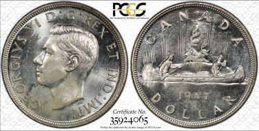 1947 S$1 Blunt 7 MS64