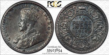 1919(C) 1/4 Rup SW-8.160 MS62