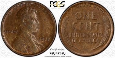 1917 1C Doubled Die Obverse AU55BN