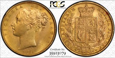 1871-S Sov S-3855 Shield WW Raised MS62