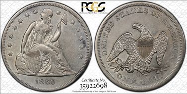 1860-O $1 AU50
