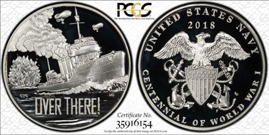 2018-P Medal WWI Centennial - Navy WWI Centennial Set - Navy PR69DCAM