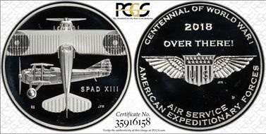 2018-D Medal WWI Centennial - Air Service WWI Centennial Set - Air Service PR69DCAM