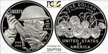 2018-P $1 WWI Centennial PR70DCAM