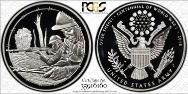 2018-W Medal WWI Centennial - Army WWI Centennial Set - Army PR69DCAM
