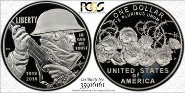 2018-P $1 WWI Centennial PR69DCAM