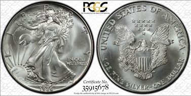 1986 $1 Silver Eagle MS68