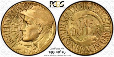 1915-S G$1 Panama-Pacific MS66