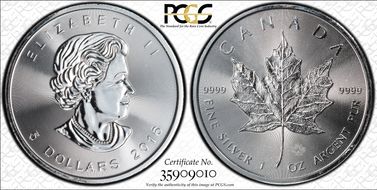 2016 $5 Maple Leaf/Ag MS67