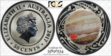 2017 50C Planetary Coins Jupiter Colorized MS69