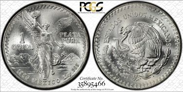 1986-Mo Onza Libertad Ag MS66