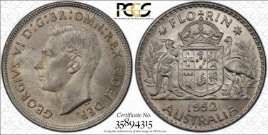 1952(m) Florin KM-48  Ag MS64