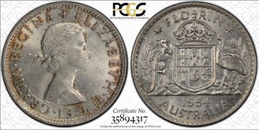 1954(m) Florin KM-54  Ag MS63