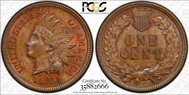 1891 1C MS65BN