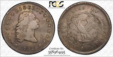 1795 $1 Flowing Hair, 3 Leaves VF35