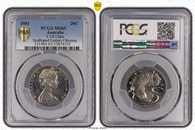 1981 20C 3 1/2 Claw Scalloped Letters Obverse MS65