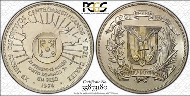 1974 Peso Caribbean Games KM-35 MS68