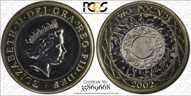 2002 £2 S-K9 Iron Age MS67