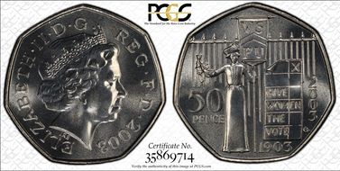 2003 50p S-H12 Suffrage MS68