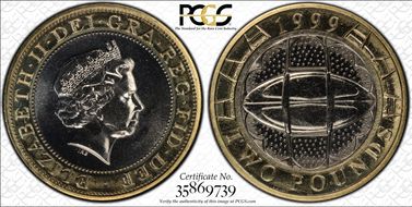 1999 £2 S-K10 Rugby World Cup MS68