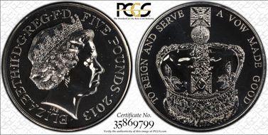 2013 £5 S-L25 Queen's Coronation MS68