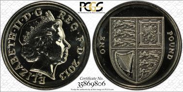 2013 £1 S-J27 Large Shield Ni-Brass MS65
