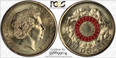 2018 $2 Lest We Forget - War Graves 30th Ann. $2 Coin Colorized MS67