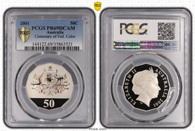 2001 50C Centenary of Federation Colorized PR69DCAM
