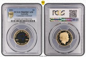 2001 $1 Centenary-Colorized PR69DCAM