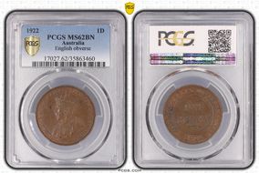 1922 1D English obverse MS62BN