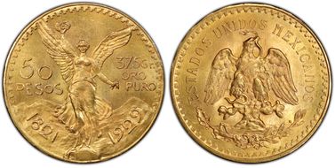 1929 50 Peso KM-481  Au MS64