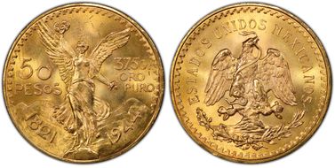 1944 50 Peso KM-481  Au MS65