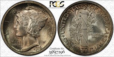 1916 10C Mercury MS64FB