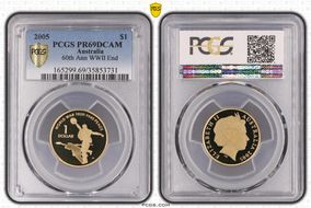 2005 $1 End of WWII - Dancing Man Al-Bronze PR69DCAM