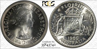 1960(m) Florin KM-60  Ag MS66
