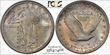 1917-S 25C Type 2 MS66