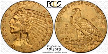 1910 $5 MS62