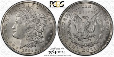 1921 $1 Morgan MS63