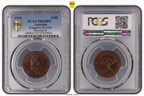 1939 1/2D Kangaroo Reverse Reverse B PR65BN